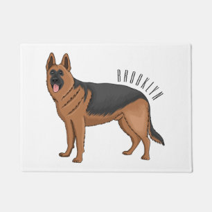German shepherd dog cartoon illustration  doormat