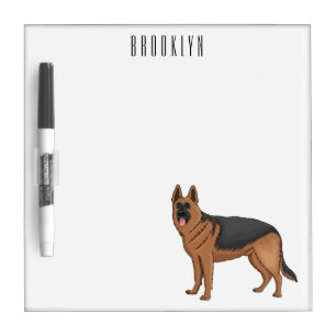 German shepherd dog cartoon illustration  dry erase board