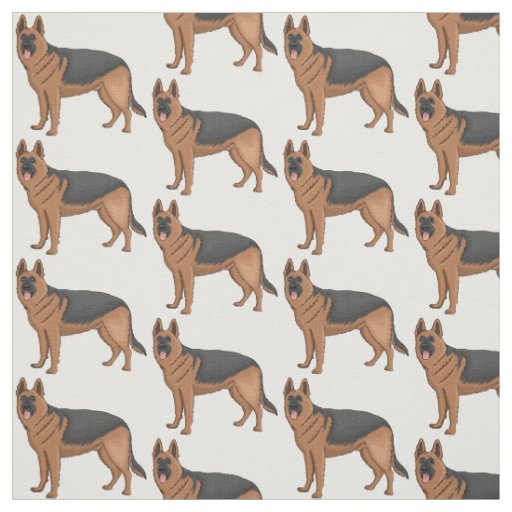 German shepherd dog cartoon illustration  fabric