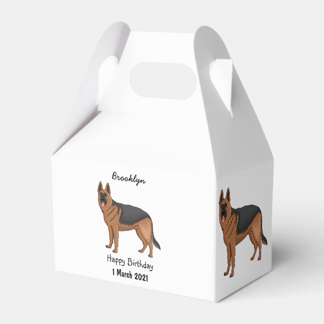 German shepherd dog cartoon illustration favor boxes (Front Side)