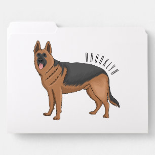 German shepherd dog cartoon illustration file folder