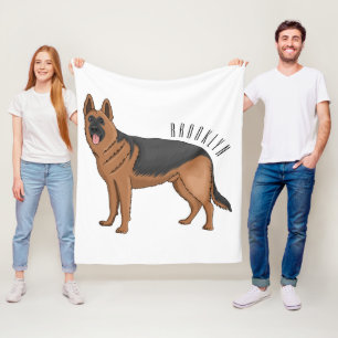 German shepherd dog cartoon illustration fleece blanket
