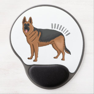 German shepherd dog cartoon illustration gel mouse pad
