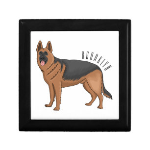 German shepherd dog cartoon illustration gift box