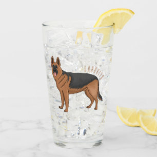German shepherd dog cartoon illustration glass