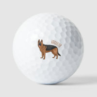 German shepherd dog cartoon illustration golf balls