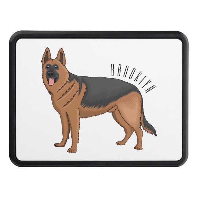German shepherd dog cartoon illustration hitch cover (Front)