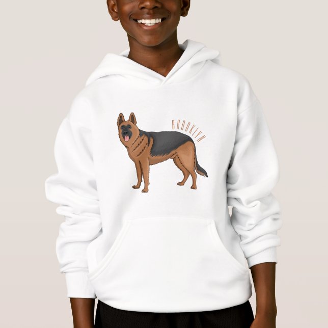 German shepherd dog cartoon illustration  hoodie (Front)