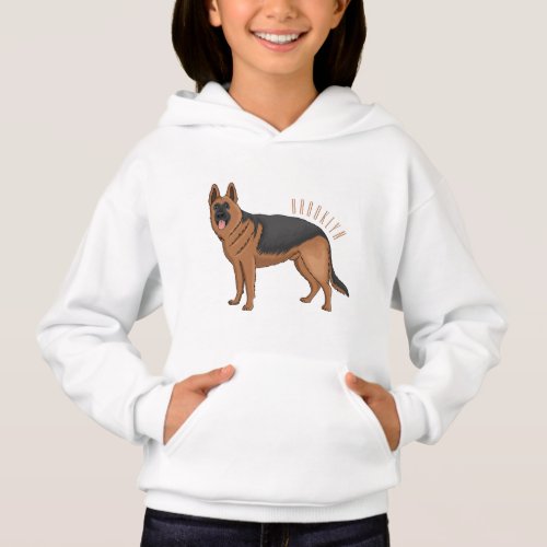 German shepherd dog cartoon illustration hoodie