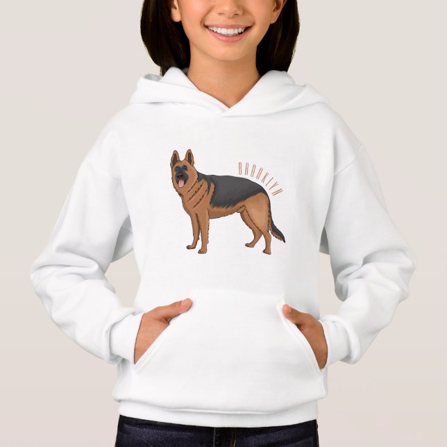 German shepherd dog cartoon illustration hoodie (Front)