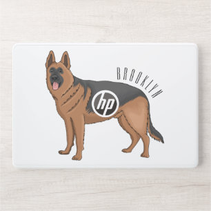 German shepherd dog cartoon illustration HP laptop skin