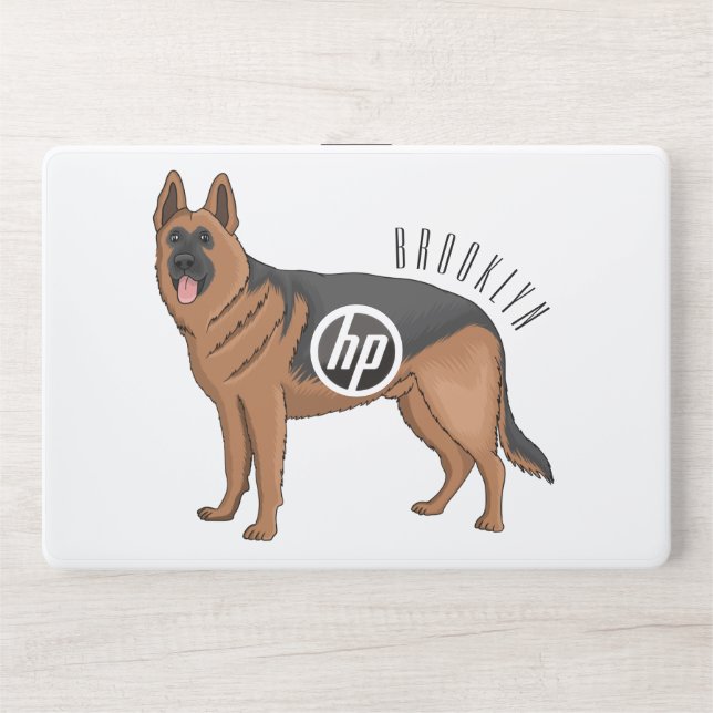 German shepherd dog cartoon illustration HP laptop skin (Front)