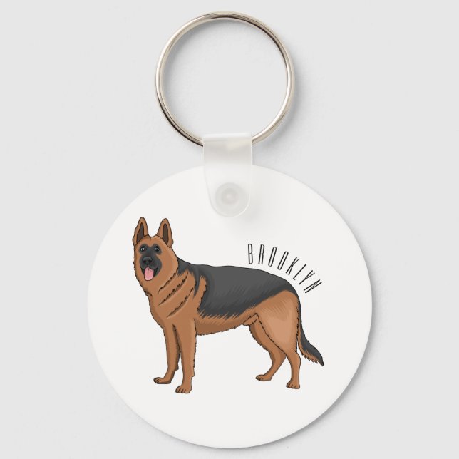 German shepherd dog cartoon illustration  keychain (Front)