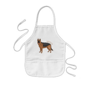 German shepherd dog cartoon illustration  kids' apron