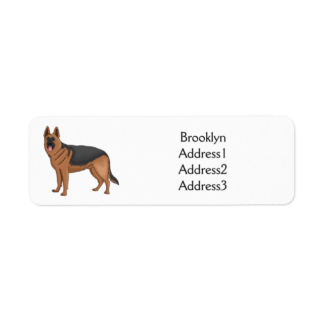 German shepherd dog cartoon illustration  label (Front)