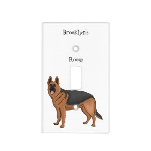 German shepherd dog cartoon illustration light switch cover