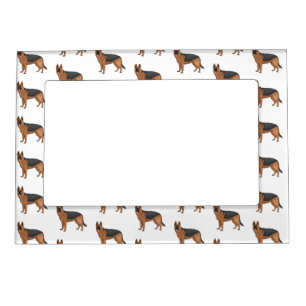 German shepherd dog cartoon illustration magnetic frame