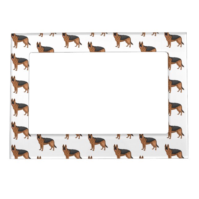 German shepherd dog cartoon illustration  magnetic frame (Front)