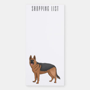 German shepherd dog cartoon illustration magnetic notepad
