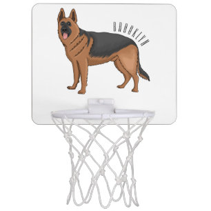 German shepherd dog cartoon illustration mini basketball hoop