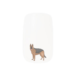 German shepherd dog cartoon illustration minx nail art