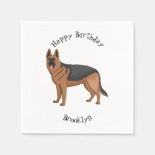 German shepherd dog cartoon illustration napkins