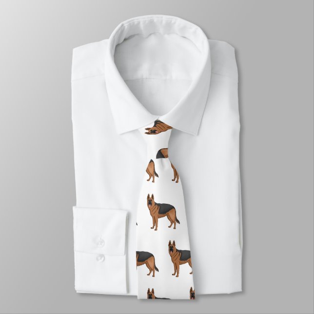 German shepherd dog cartoon illustration  neck tie (Tied)
