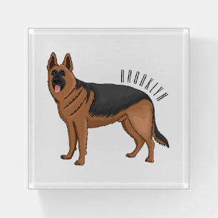 German shepherd dog cartoon illustration paperweight
