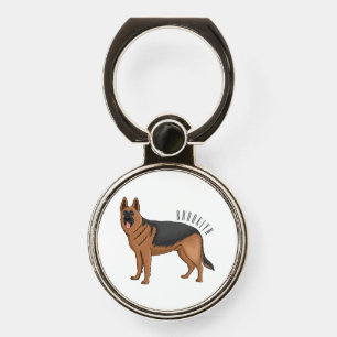 German shepherd dog cartoon illustration  phone ring stand