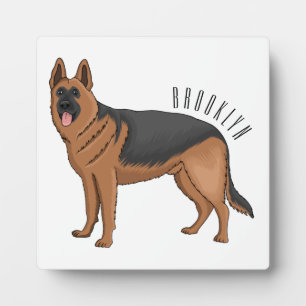 German shepherd dog cartoon illustration plaque