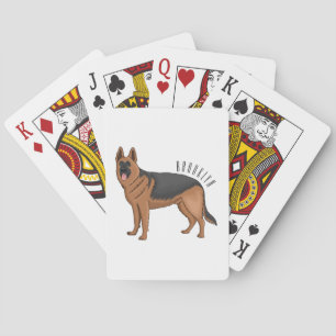 German shepherd dog cartoon illustration poker cards
