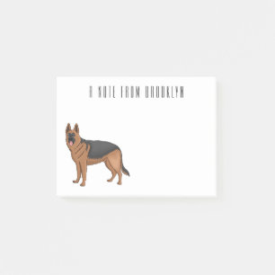 German shepherd dog cartoon illustration post-it notes
