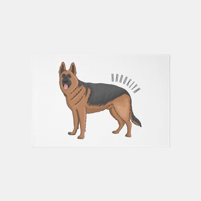 German shepherd dog cartoon illustration  rug (Front)