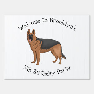 German shepherd dog cartoon illustration  sign