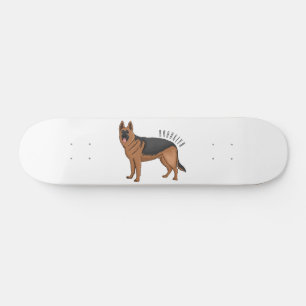 German shepherd dog cartoon illustration skateboard
