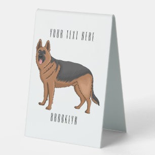 German shepherd dog cartoon illustration  table tent