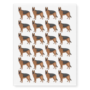 German shepherd dog cartoon illustration  temporary tattoos