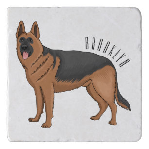 German shepherd dog cartoon illustration trivet