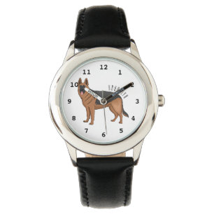 German shepherd dog cartoon illustration  watch