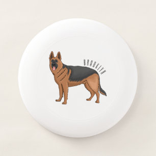 German shepherd dog cartoon illustration Wham-O frisbee
