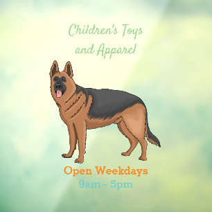 German shepherd dog cartoon illustration window cling