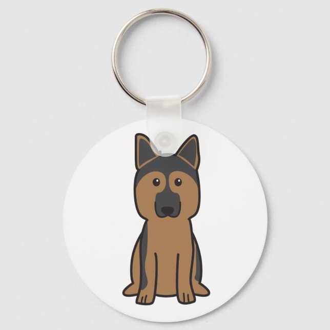German Shepherd Dog Cartoon Keychain (Front)