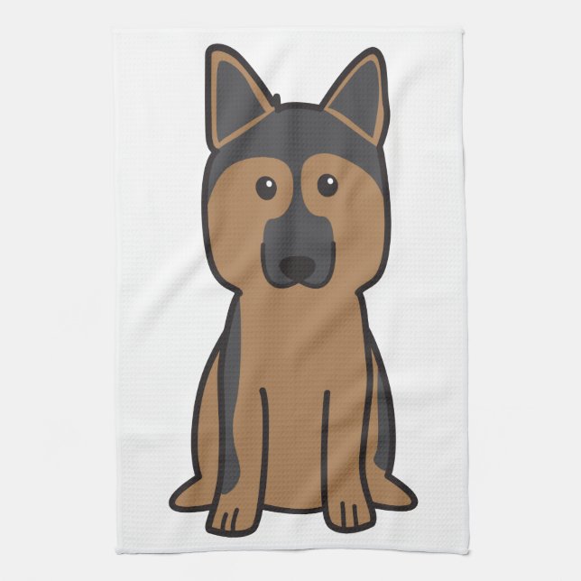 German Shepherd Dog Cartoon Kitchen Towel (Vertical)