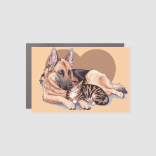 German Shepherd Dog Cat Cuddle Love Magnet Design