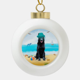 German Shepherd Dog Ceramic Ball Christmas Ornament