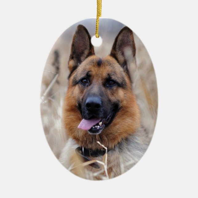 German Shepherd Dog Ceramic Ornament (Front)