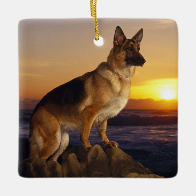 German shepherd dog ceramic ornament (Front)