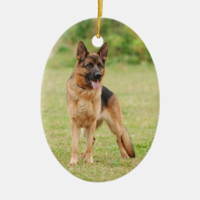 German shepherd dog ceramic ornament (Front)