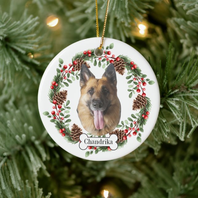 german shepherd dog ceramic ornament (Tree)