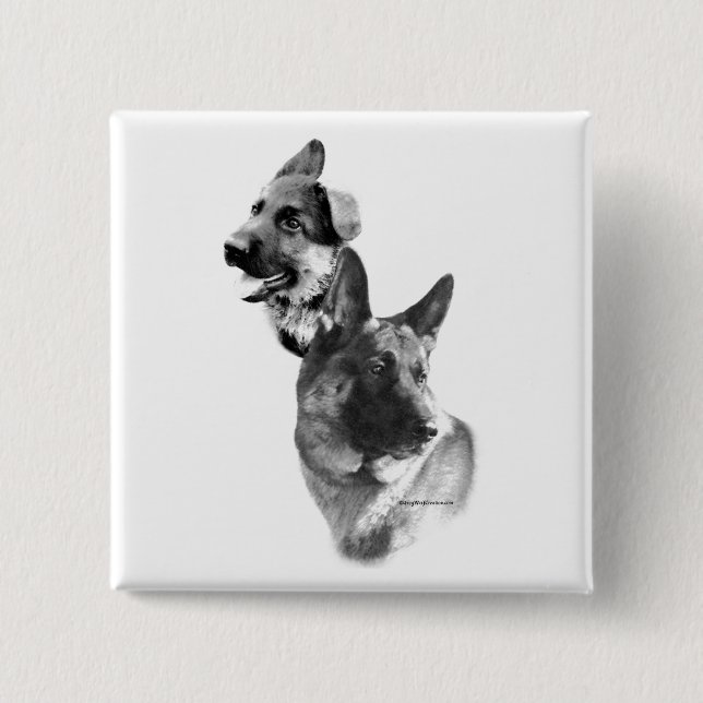 German Shepherd Dog Charcoal 2 Pinback Button (Front)